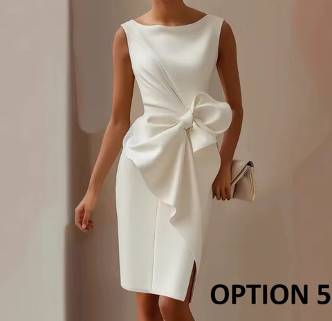 New O Neck Slim Package Hip Bow Short Dress CODE: KAR4842