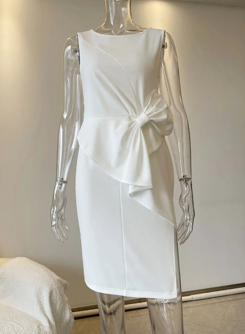 New O Neck Slim Package Hip Bow Short Dress CODE: KAR4842