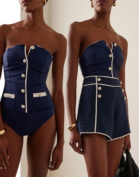 New One Piece With Cover Up Trend Beach Wear Swimsuit CODE: KAR4845