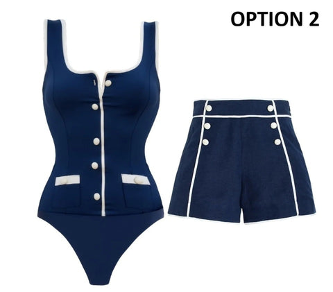 New One Piece With Cover Up Trend Beach Wear Swimsuit CODE: KAR4845