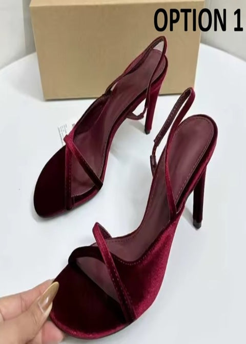 New Elegant Velvet Open Toe Wedding High Heels CODE: KAR4853