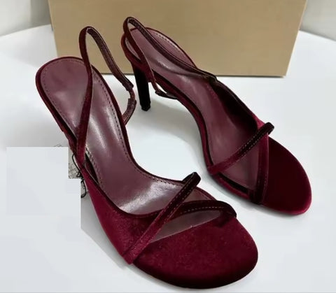 New Elegant Velvet Open Toe Wedding High Heels CODE: KAR4853