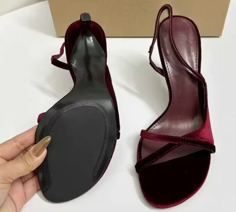 New Elegant Velvet Open Toe Wedding High Heels CODE: KAR4853