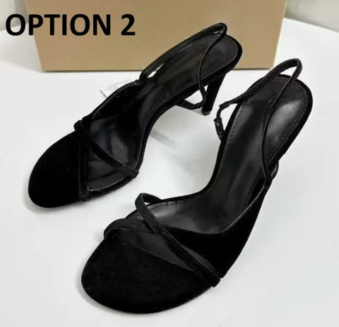 New Elegant Velvet Open Toe Wedding High Heels CODE: KAR4853