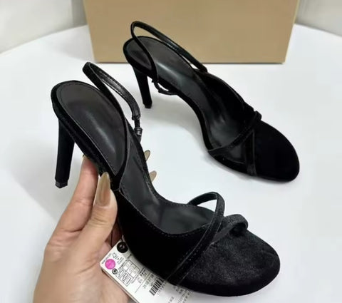 New Elegant Velvet Open Toe Wedding High Heels CODE: KAR4853