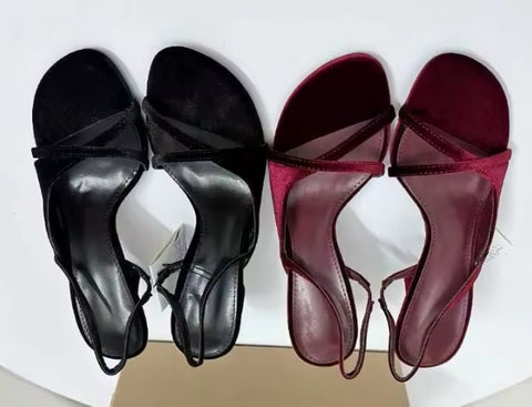 New Elegant Velvet Open Toe Wedding High Heels CODE: KAR4853