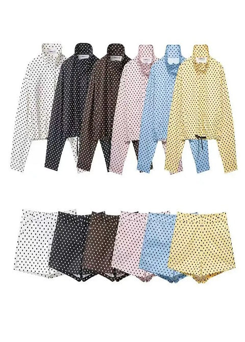 New Fashion Polka Dot Print Short Coat and Mini Shorts Set CODE: KAR4858
