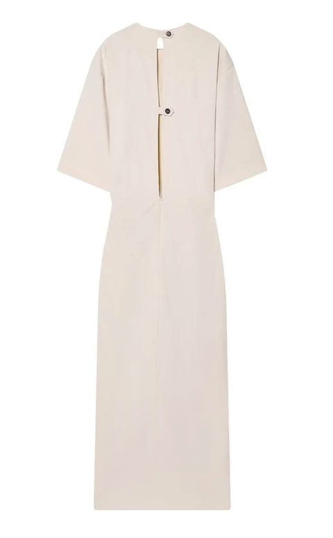 New Fashion Pleated Short Sleeve Round Neck Long Casual Dress CODE: KAR4861