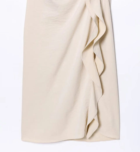 New Fashion Pleated Short Sleeve Round Neck Long Casual Dress CODE: KAR4861