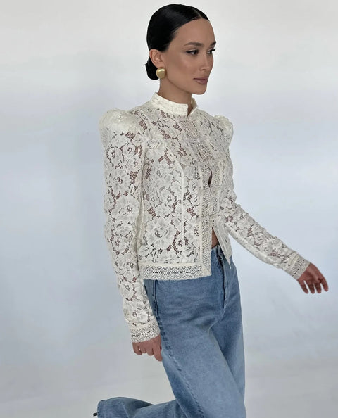 New Fashion Tossy Summer Lace Printed Shirts Tops CODE: KAR4873