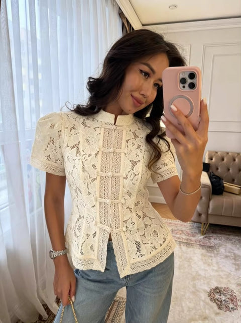 New Fashion Tossy Summer Lace Printed Shirts Tops CODE: KAR4873