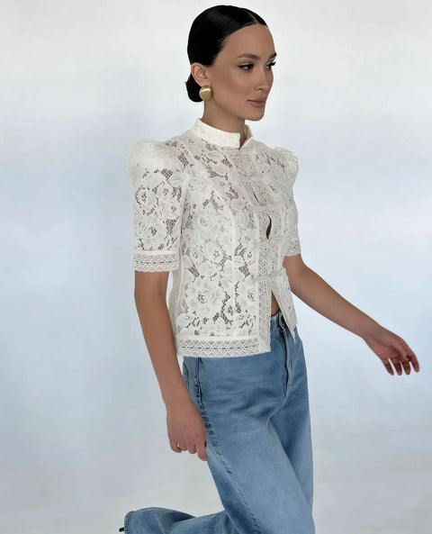 New Fashion Tossy Summer Lace Printed Shirts Tops CODE: KAR4873