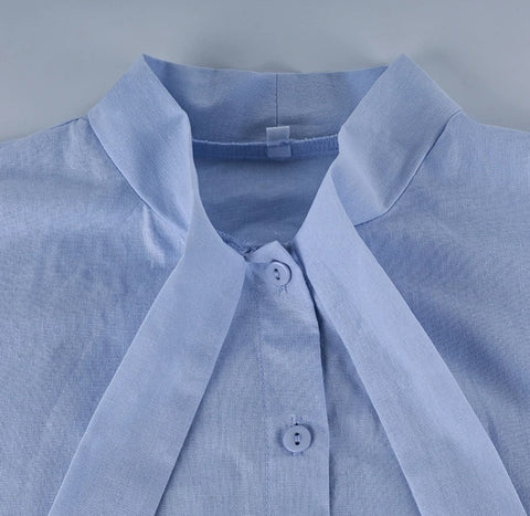 New Scarf Collar Single-Breasted Long Sleeve Shirt CODE: KAR4875