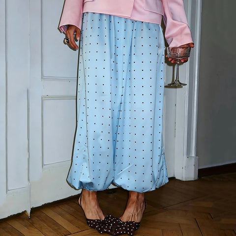 New Fashion Elegant Satin Long Lantern Polka Dots Pants CODE: KAR4876