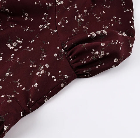 New Puff Sleeve Elegant Print Turtleneck Casual Long Dress CODE: KAR4877