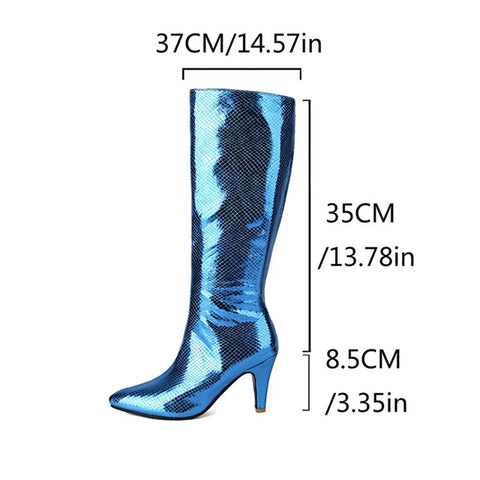 New Pointed Toe Sparkling Knee-high Boots CODE: KAR4881