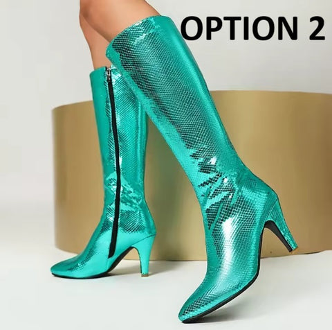 New Pointed Toe Sparkling Knee-high Boots CODE: KAR4881