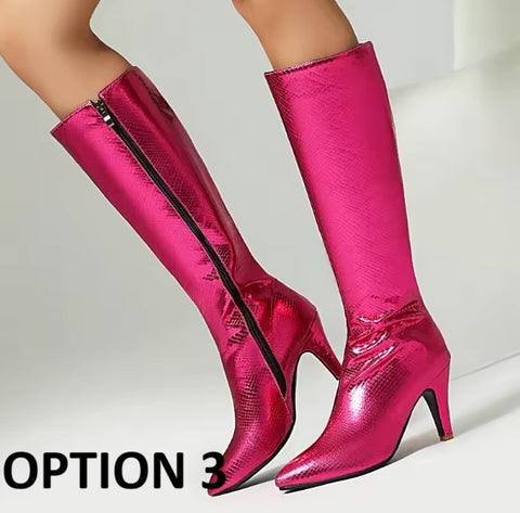 New Pointed Toe Sparkling Knee-high Boots CODE: KAR4881