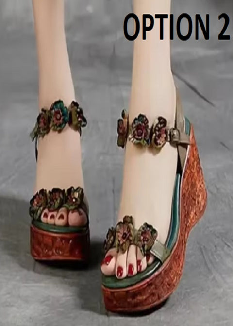 New Summer Ethnic Flowers Wedges Platform Sandals CODE: KAR4884