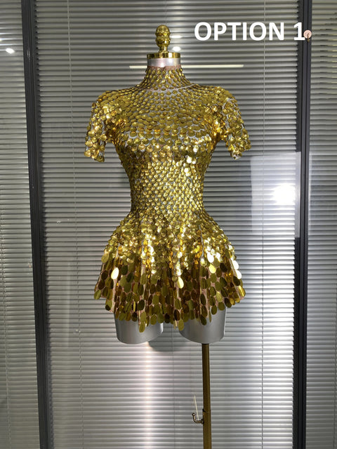 New Sexy Short Sleeve Stretched Sparkly Sequins Mini Dress CODE: KAR4885
