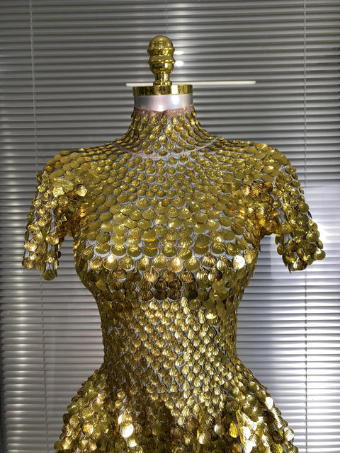 New Sexy Short Sleeve Stretched Sparkly Sequins Mini Dress CODE: KAR4885