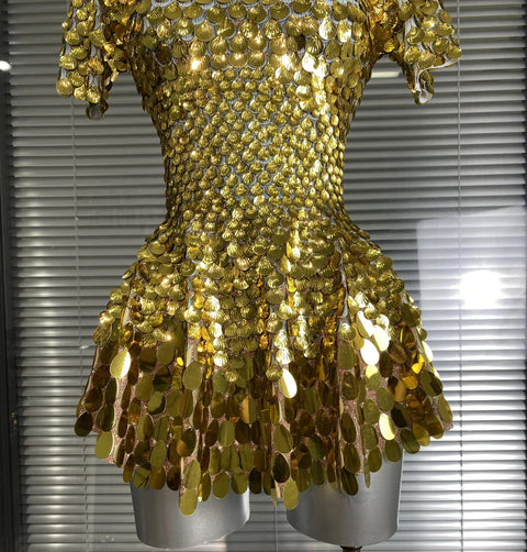 New Sexy Short Sleeve Stretched Sparkly Sequins Mini Dress CODE: KAR4885