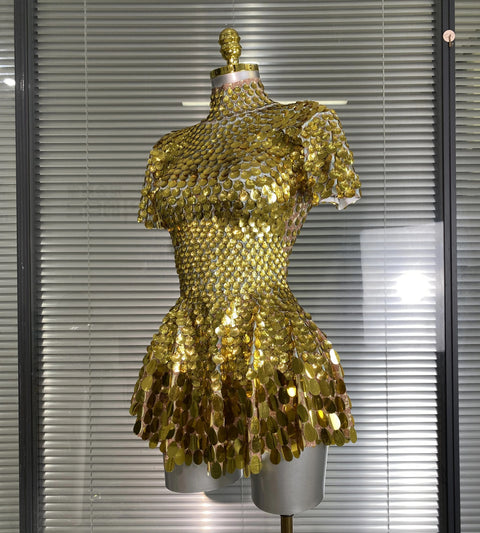 New Sexy Short Sleeve Stretched Sparkly Sequins Mini Dress CODE: KAR4885