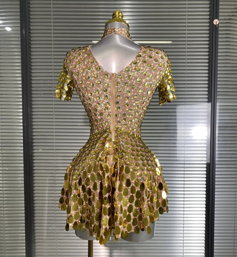 New Sexy Short Sleeve Stretched Sparkly Sequins Mini Dress CODE: KAR4885