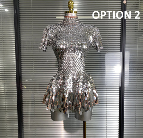 New Sexy Short Sleeve Stretched Sparkly Sequins Mini Dress CODE: KAR4885