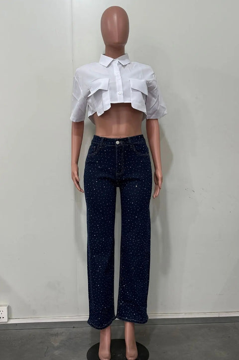 New Shiny Rhinestone Sexy High Waist Jeans Pant CODE: KAR4887