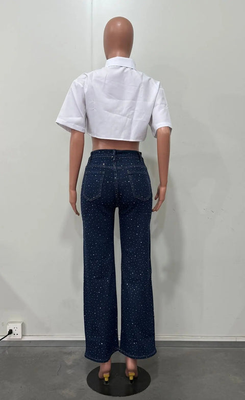 New Shiny Rhinestone Sexy High Waist Jeans Pant CODE: KAR4887
