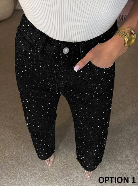 New Shiny Rhinestone Sexy High Waist Jeans Pant CODE: KAR4887