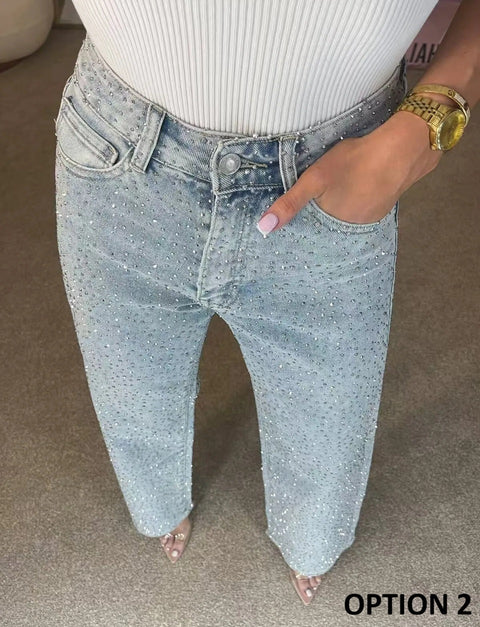 New Shiny Rhinestone Sexy High Waist Jeans Pant CODE: KAR4887