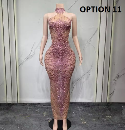 New Sexy Diamond Shiny Stretch Tight Jumpsuit CODE: KAR4890