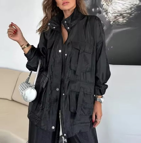 New Fashion Elegant Pocket Winterzipper Button Cardigan Top and Pants Set CODE: KAR4897