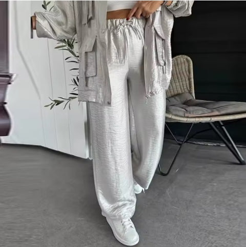 New Fashion Elegant Pocket Winterzipper Button Cardigan Top and Pants Set CODE: KAR4897