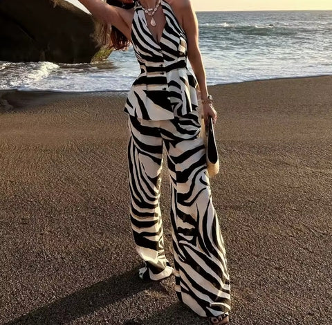 New Zebra-stripe Neck-mounted Buttons Beach Cool Set CODE: KAR4900