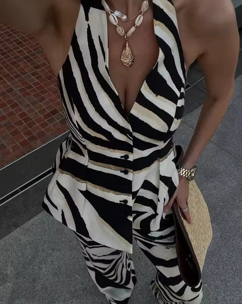New Zebra-stripe Neck-mounted Buttons Beach Cool Set CODE: KAR4900