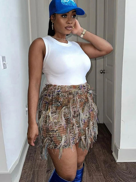 New Sexy Colorful Tassel Peach Hip Skirts CODE: KAR4901