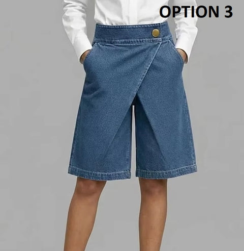 New Asymmetrical Five Points Imitation Denim Shorts CODE: KAR4913
