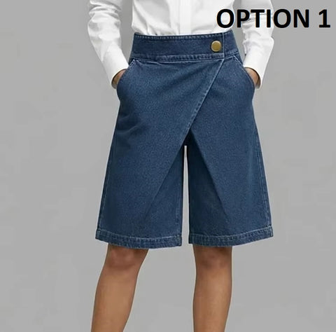 New Asymmetrical Five Points Imitation Denim Shorts CODE: KAR4913