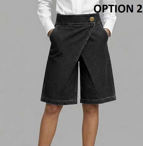 New Asymmetrical Five Points Imitation Denim Shorts CODE: KAR4913