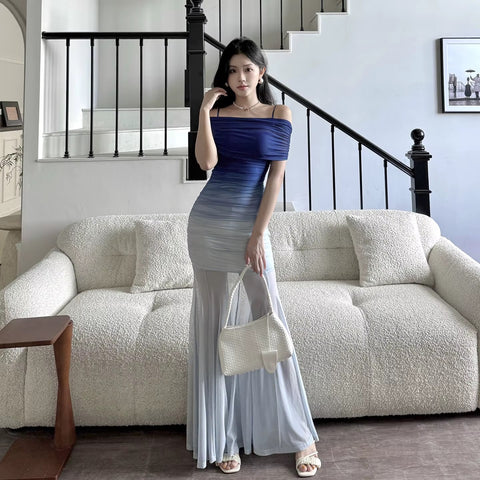 New Sexy Off Shoulder Tie Dye Patchwork Dress CODE: KAR4914
