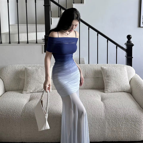 New Sexy Off Shoulder Tie Dye Patchwork Dress CODE: KAR4914