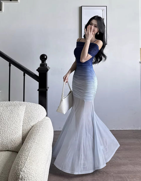New Sexy Off Shoulder Tie Dye Patchwork Dress CODE: KAR4914