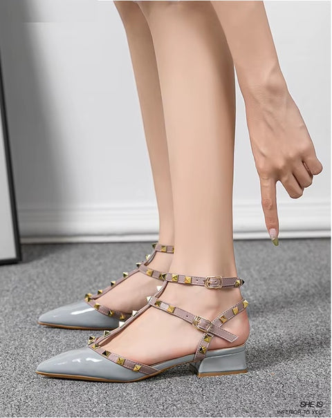 New Fashion brand design pointed rivet Casual High Heels CODE: KAR4915