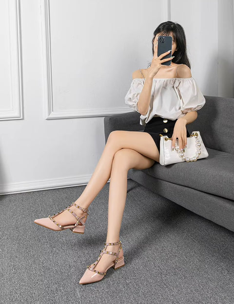 New Fashion brand design pointed rivet Casual High Heels CODE: KAR4915