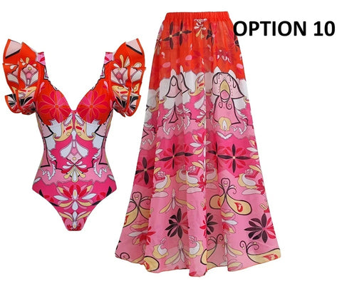New Floral Ruffle Printed Push Up Swimwear Bikini Set CODE: KAR4917