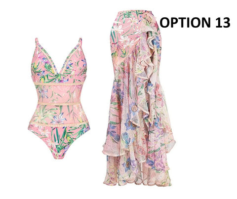 New Floral Ruffle Printed Push Up Swimwear Bikini Set CODE: KAR4917