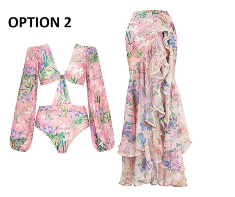 New Floral Ruffle Printed Push Up Swimwear Bikini Set CODE: KAR4917